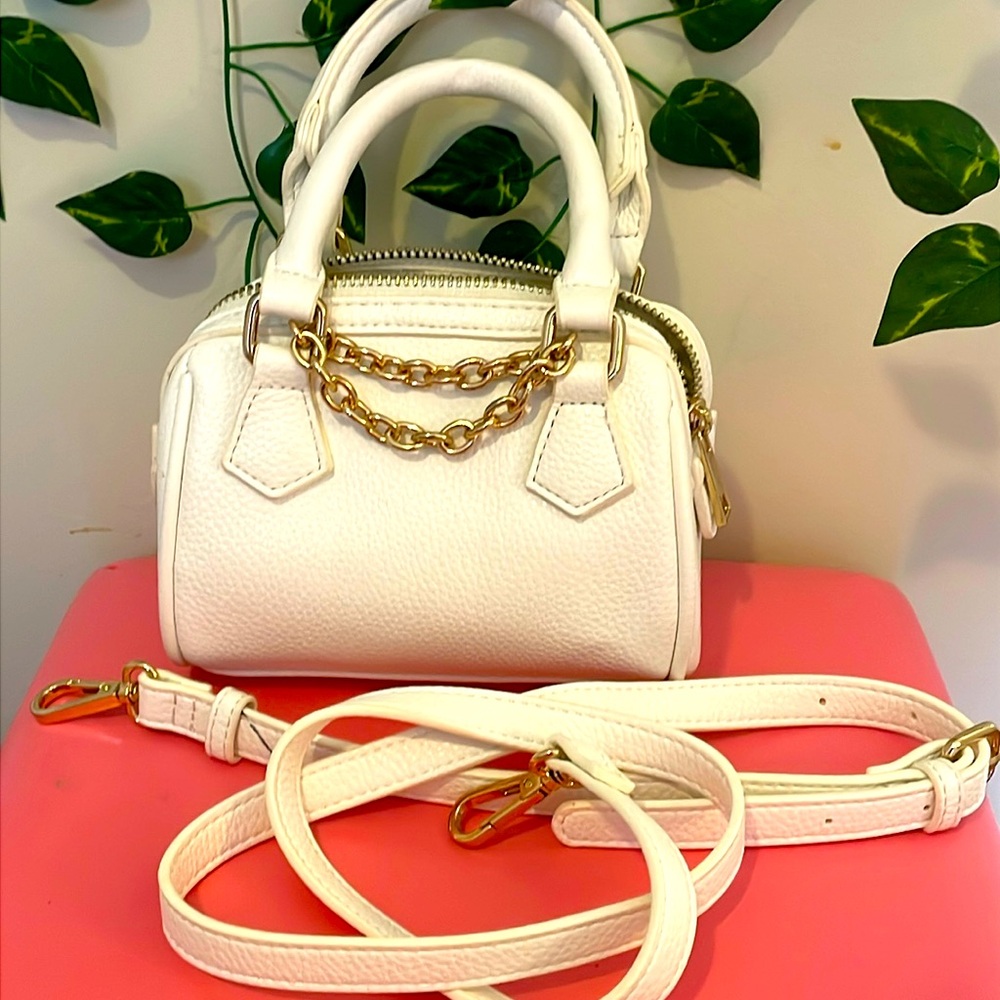 White and gold handbag